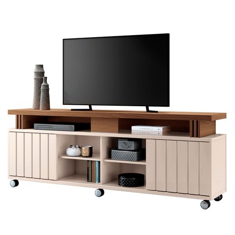 Rack Bancada de Tv 70 Pol 180cm Briz H01 Castanho/off White - Mpozenato