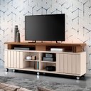 Ver imagem 2 de Rack Bancada de Tv 70 Pol 180cm Briz H01 Castanho/off White - Mpozenato
