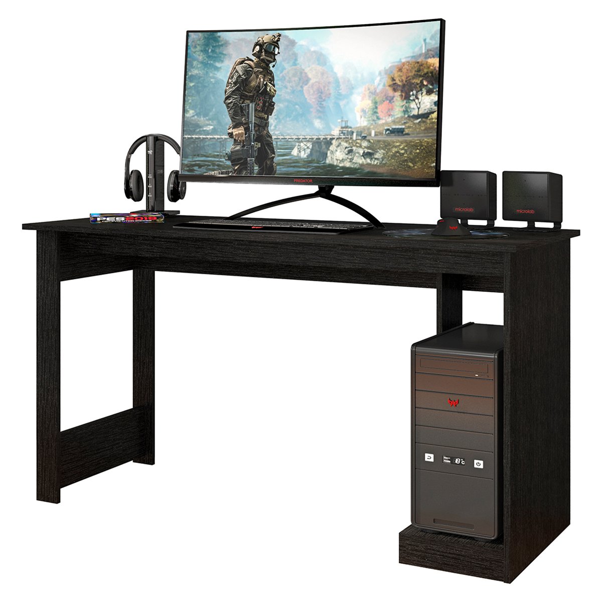 Mesa Gamer Escrivaninha 136cm com Apoio para CPU  - 5