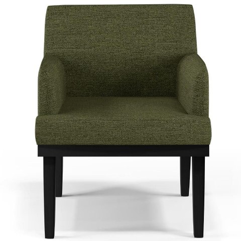 Poltrona Decorativa para Sala de Estar Base Preto Beatriz W01 Linho Verde - Lyam Decor