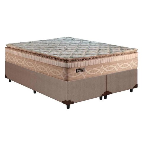 Cama Box Queen: Colchão Molas Paropas MasterPocket Ensacadas Eco Bamboo + Base CRC Linhão Bege(158x1