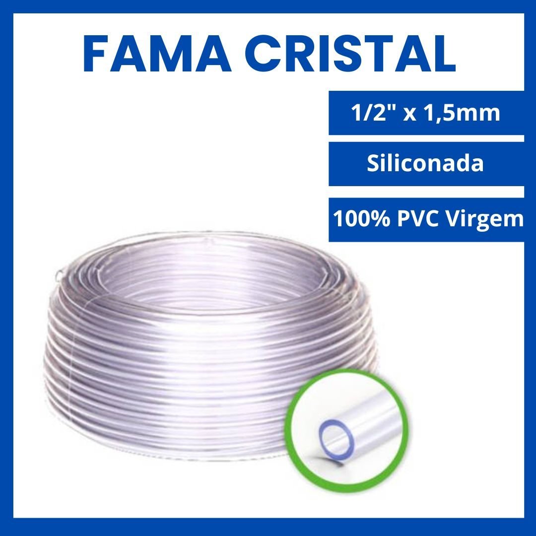 Mangueira Cristal FAMA - 1/2x1,5 50 metros - 2