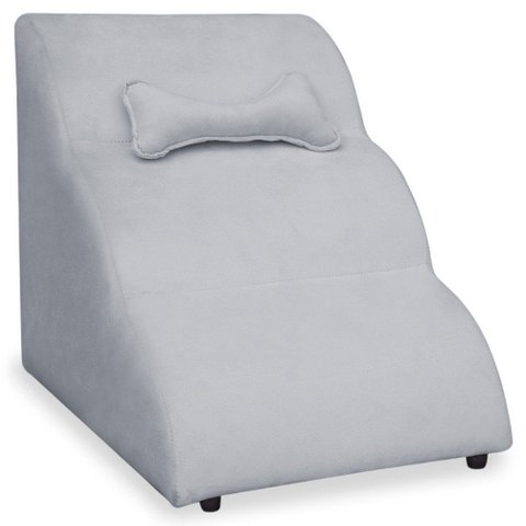 Escada Pet 46cm Estofada para Cachorro Nuvem R01 Veludo Cinza Claro - Annie Decor