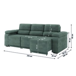 Sofá Retrátil Fox 3 Lugares 2,10m em Suede  - 5