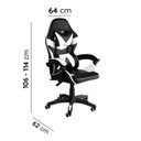Ver imagem 3 de Cadeira Gamer Escritório Reclinável Giratória Assento Couro Preto/Branco