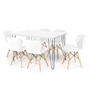 Ver imagem 1 de Conjunto Mesa de Jantar Hairpin 130x80 Branca com 6 Cadeiras Eiffel Slim - Branco