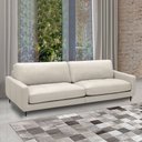 Ver imagem 1 de Sofá Decorativo Isaac 4 Lugares Sala de Estar 270cm Pés em Aço Couro Off White G88 - Gran Belo