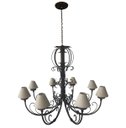 Ver mais imagens de Pendente de Ferro Artesanal de Teto 8 Lampadas com Cúpulas de Algodão Libertas Rosas Artesanato Roco