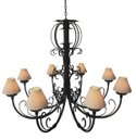 Ver imagem 1 de Pendente de Ferro Artesanal de Teto 8 Lampadas com Cúpulas de Algodão Libertas Rosas Artesanato Roco