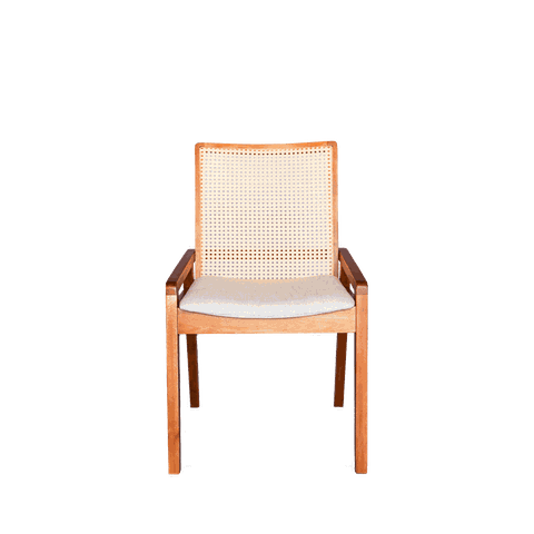 Cadeira Venezia Mel em Madeira Maciça Durabilidade encosto Tela Sextavada em Padrão Hexagonal