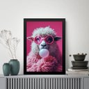 Ver imagem 1 de Quadro Ovelha Bubble Gum - Rosa 24x18cm:moldura Branca