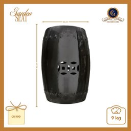 Garden Seat em Porcelana com Pintura Preta em Acabamento Brilhante - 2