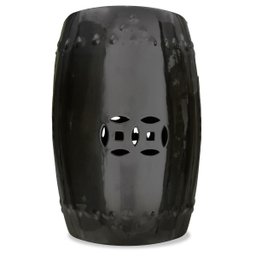 Garden Seat em Porcelana com Pintura Preta em Acabamento Brilhante - 1