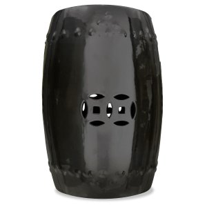 Garden Seat em Porcelana com Pintura Preta em Acabamento Brilhante