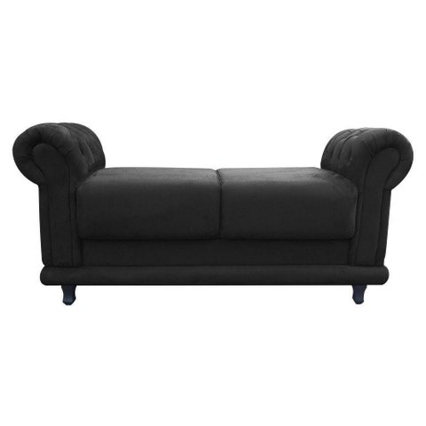 Recamier Barcelona Namoradeira Calçadeira 1,20 Cm Suede Preto com Strass D'rossi