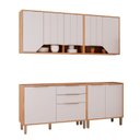 Ver imagem 2 de Cozinha Modulada 4 Peças com 2 Balcões e 2 Armários Aéreo Celeste Cinamomo/Offwhite
