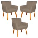 Ver imagem 1 de Kit 3 Poltronas Decorativa para Sala de Estar Cecília Suede Cappuccino - Montanaris Decor Md Montana