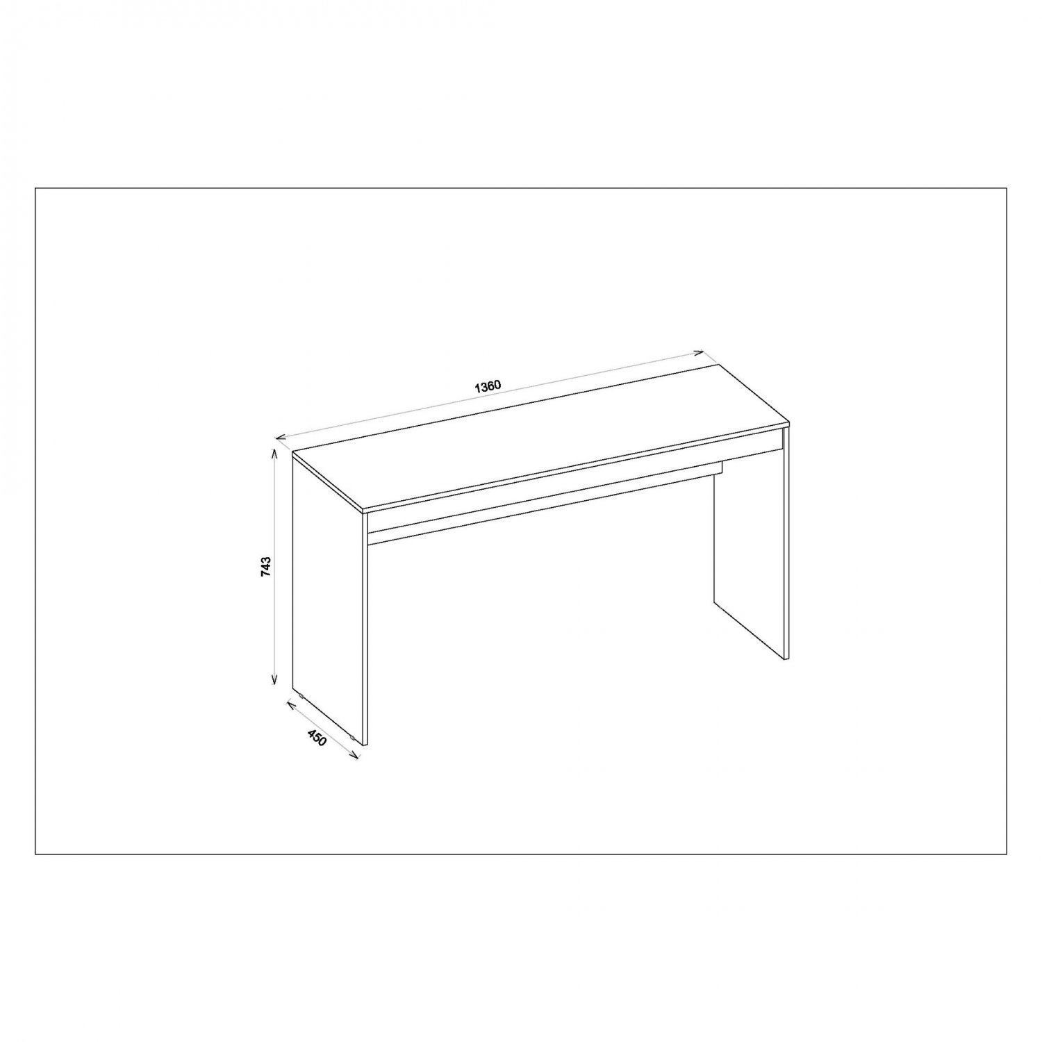 Mesa para Computador 136cm Recta Caemmun em MDP Bege 74.3 cm x 136 cm x 45 cm