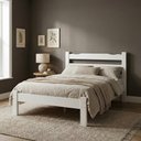 Ver imagem 1 de Cama de Casal Esmeralda em Madeira Maciça Branco Repleta