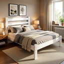 Ver imagem 5 de Cama de Casal Esmeralda em Madeira Maciça Branco Repleta