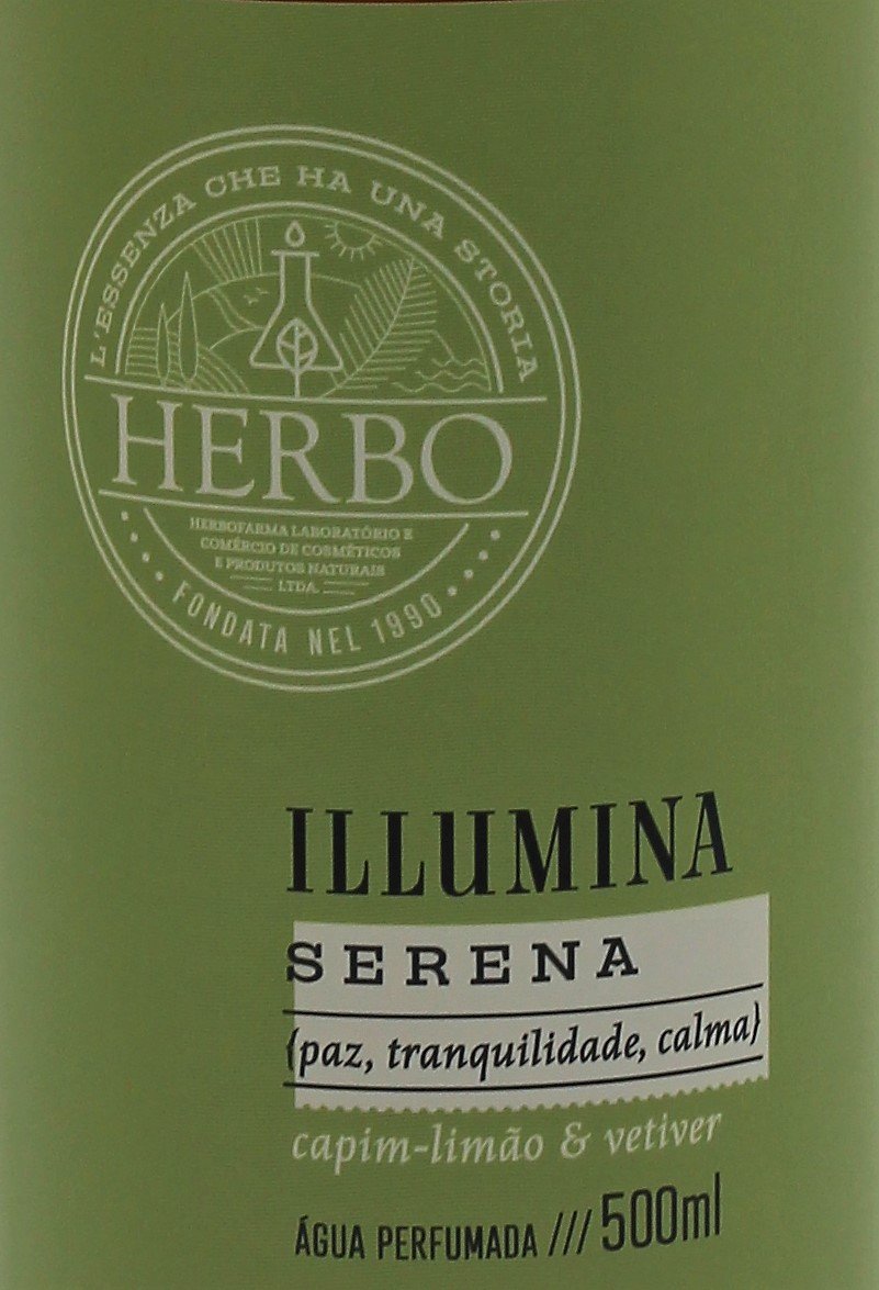 Água Perfumada Serena - Capim Limão e Vetiver- 500ml, da Herbo - 2