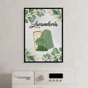 Ver imagem 1 de Quadro Decorativo Lavanderia Folhas 24x18cm - com vidro:Madeira branca