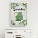 Ver imagem 2 de Quadro Decorativo Lavanderia Folhas 24x18cm - com vidro:Madeira branca