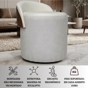 Ver imagem 4 de Puff Decorativo Redondo Mila com Encosto Suede Bege e Corino Marrom para Penteadeira Sala Recepção:b