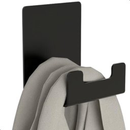 Cabide Gancho de Parede Toalha Banheiro Preto Adesivo F.elg - 2