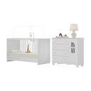 Ver imagem 2 de Berço 3 em 1 para Colchão 130x60cm com Cômoda 1 Porta 4 Gavetas Aurora Multimóveis Mp4762 Branco