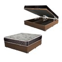 Ver imagem 1 de Cama Box Baú King Colchão Aylla Espuma D33 NK Camas + Box Sintético 71x193x203 Cor:Marrom