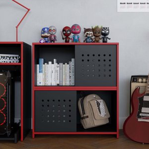 Balcão para Escritório 2 Portas 2 Nichos Pixel 