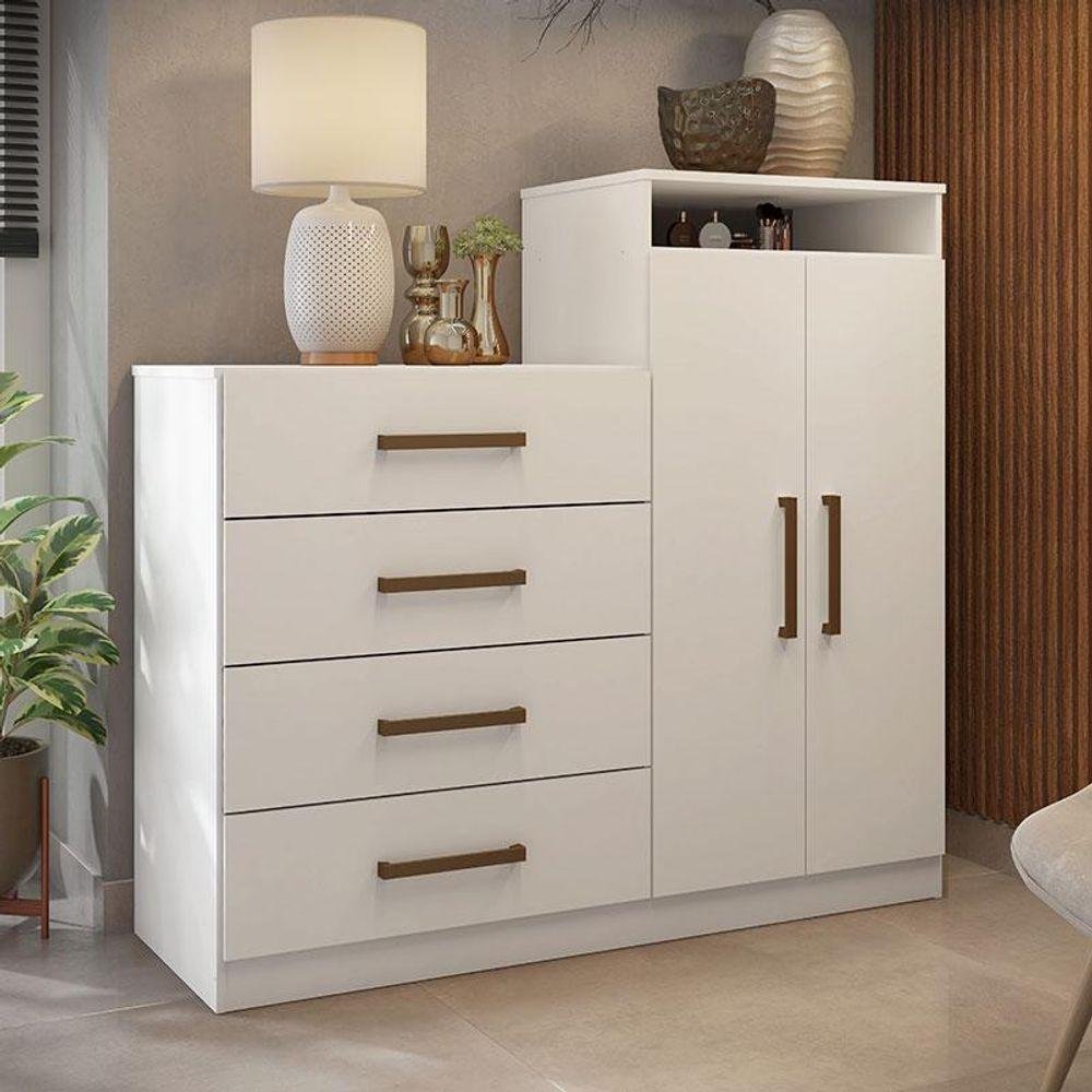 Cômoda Sapateira Ambiente Áurea Branco Brilho - Demóbile