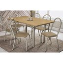 Ver imagem 1 de Conjunto: Mesa de Cozinha Elba C/ Tampo de Madeira 160cm e 6 Cadeiras Noruega Niquel/nogueira -