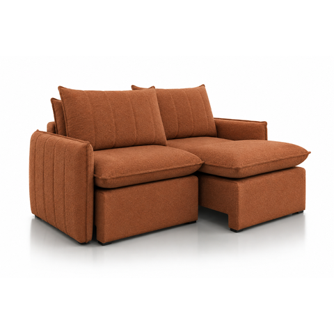 Sofá Retrátil e Reclinável Siena com Molas Ensacadas e Função Cama:Boucle Terracota/1.80