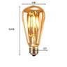Kit 3 Pendente 1M Luminária Vintage Corda Sisal Retro Rústico Com Lâmpada LED Pera Âmbar Bivolt 4W E - 2