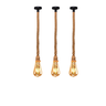 Kit 3 Pendente 1M Luminária Vintage Corda Sisal Retro Rústico Com Lâmpada LED Pera Âmbar Bivolt 4W E - 8