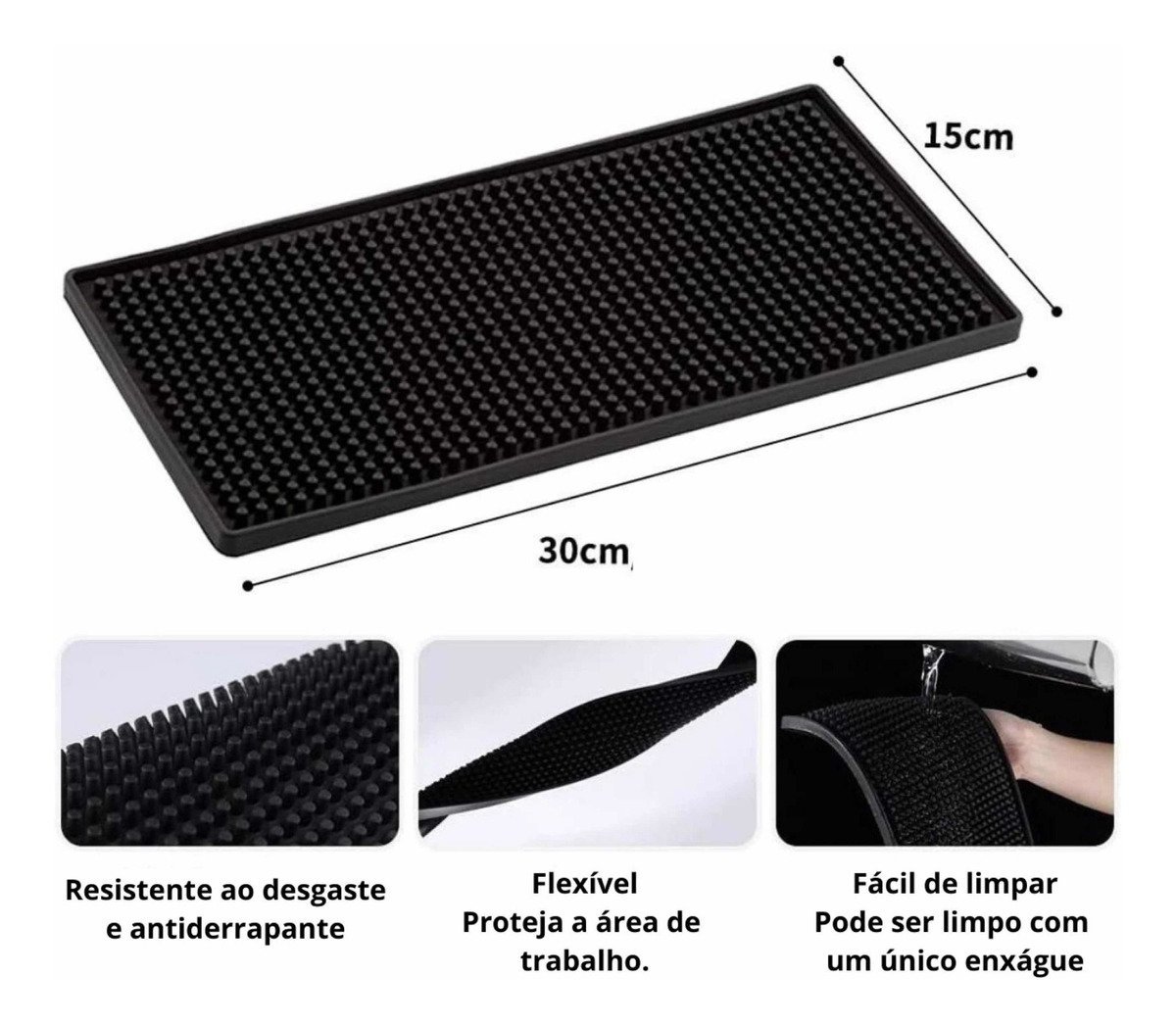 Tapete Escorredor para Louças em Silicone Preto 30x15cm - 2