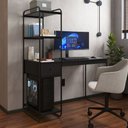 Ver imagem 1 de Mesa Escrivaninha Criare 1 Gaveta 3 Prateleiras Preto - Art Panta