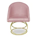 Ver imagem 2 de Kit 2 Poltronas Cadeiras de Jantar Luxo Estofada Base Metal Dourado Sala Cozinha Recepção Suede Rosa