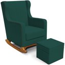 Ver imagem 1 de Poltrona de Amamentação com Balanço e Puff Mavie L02 Bouclê Verde - Lyam Decor