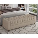 Ver imagem 4 de Puff Baú Calçadeira Heste 195cm Casal Linho Estrutura MDF Bege Sallar Home