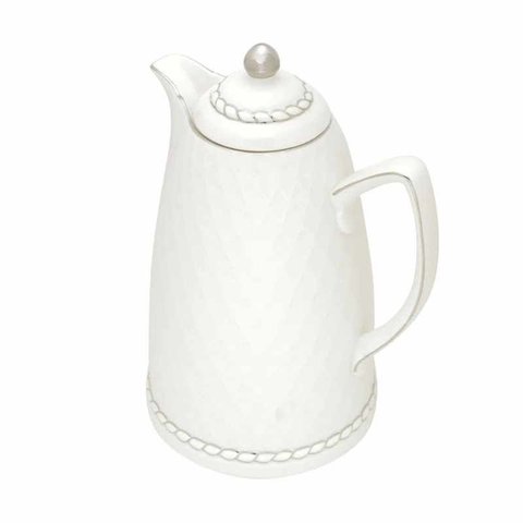 Garrafa Térmica de Porcelana 900 ml Branco/Prata Wolff
