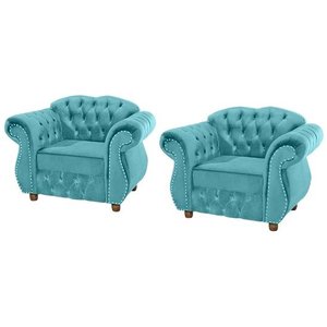 Duas Poltronas Chesterfield Merlo - Suede Tiffany / Decoração, recepção , barbearia, sala tv estar