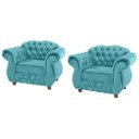 Ver imagem 1 de Duas Poltronas Chesterfield Merlo - Suede Tiffany / Decoração, recepção , barbearia, sala tv estar