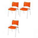 Ver imagem 1 de Cadeira Iso Base Branco Igreja, Escola, Escritório - Laranja Kit 3 Peças