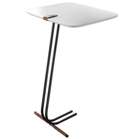 Mesa Apoio Lateral para Sofá Lisboa Pé Preto LarFlex:Branco