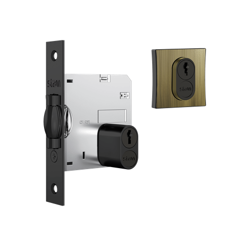 Fechadura Stam Trinco Rolete Classic 1005 Externa Roseta Quadrada Antique E-coat