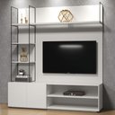 Ver imagem 2 de Estante Home Theater Izac Universum 180 cm Laca Cinza Claro Off White Brilhante