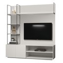 Ver imagem 1 de Estante Home Theater Izac Universum 180 cm Laca Cinza Claro Off White Brilhante